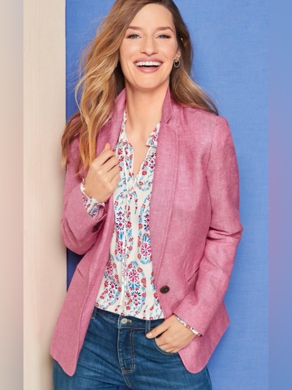 Linen Blazer Jacket Pink Talbots Size 6 - Picture 9 of 9